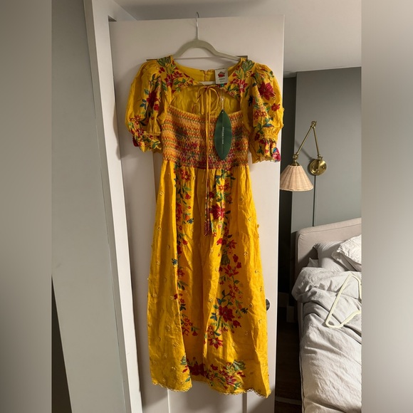 FARM RIO Flower Dream Floral Smocked Puff-sleeve Maxi Dress NWT - Picture 4 of 7